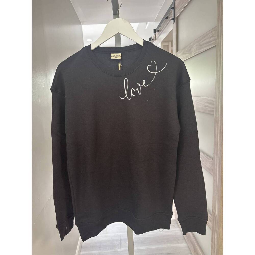 NEW OAT COLLECTIVE women's love heart sweatshirt in black